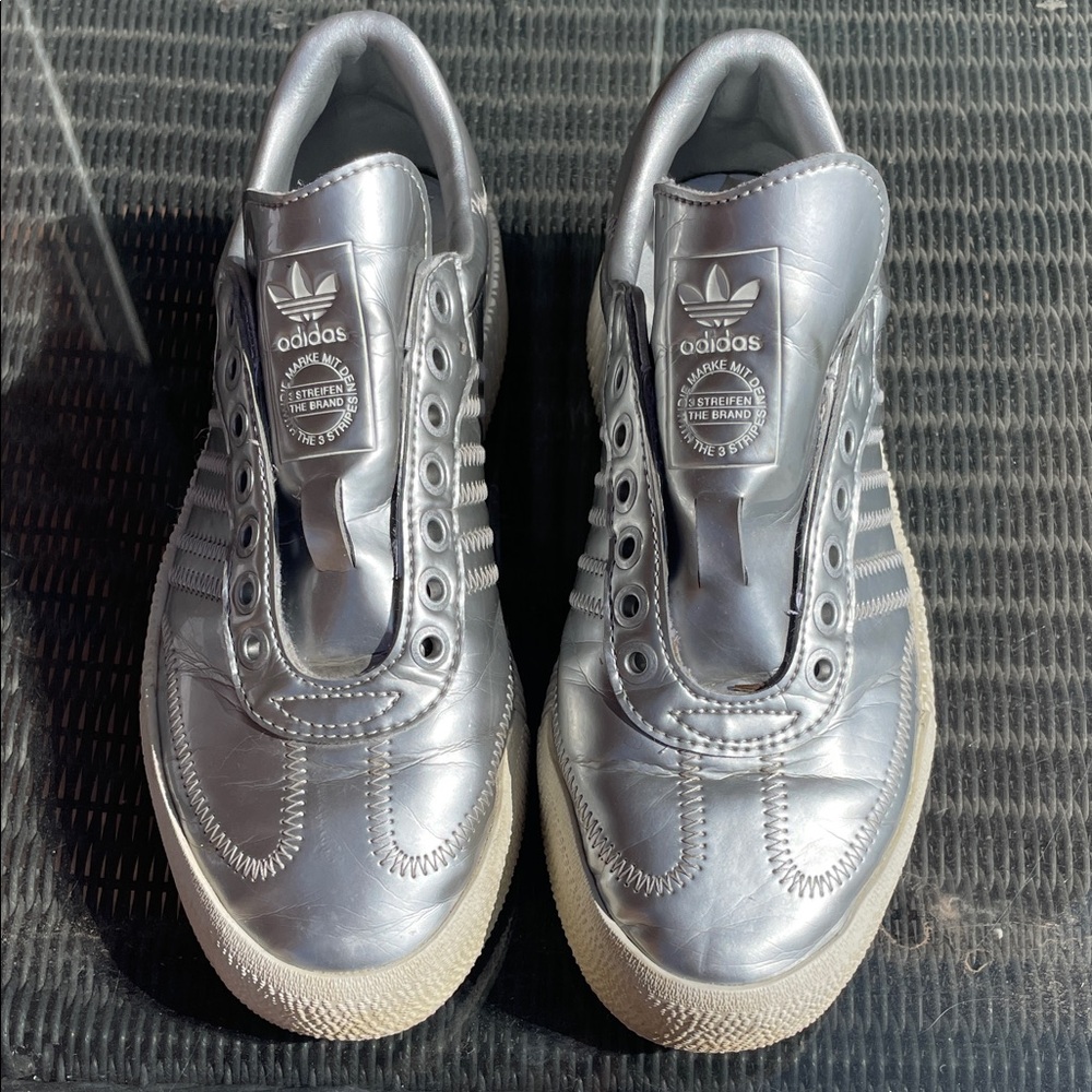 adidas Metallic Silver Sneakers with Cream Sole